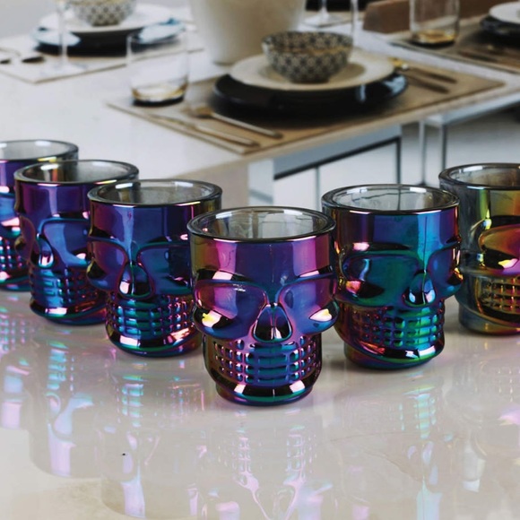 6 Iridescent Skull Shot Glasses by Circleware Rainbow Fusion - Picture 10 of 16